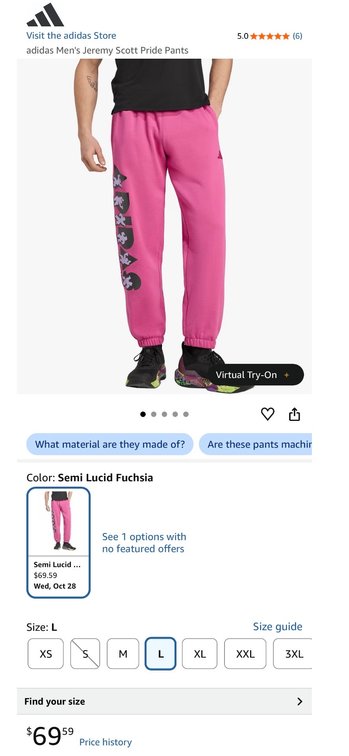 adidas Men's Jeremy Scott Pride Pants Size L - Est. Retail $69.59