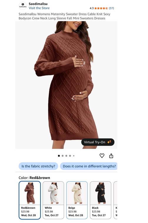Saodimallsu Maternity Cable Knit Sweater Dress (Size- L) - Est. Retail $23.98