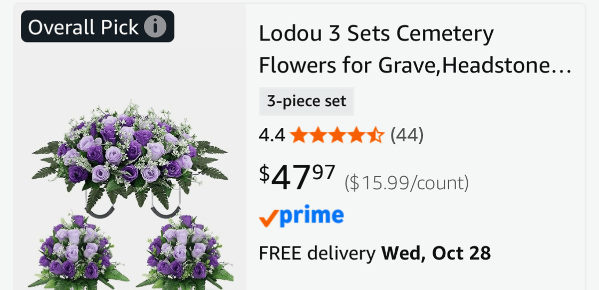 3-Piece Purple Cemetery Flowers Set- Est. Retail $47.97