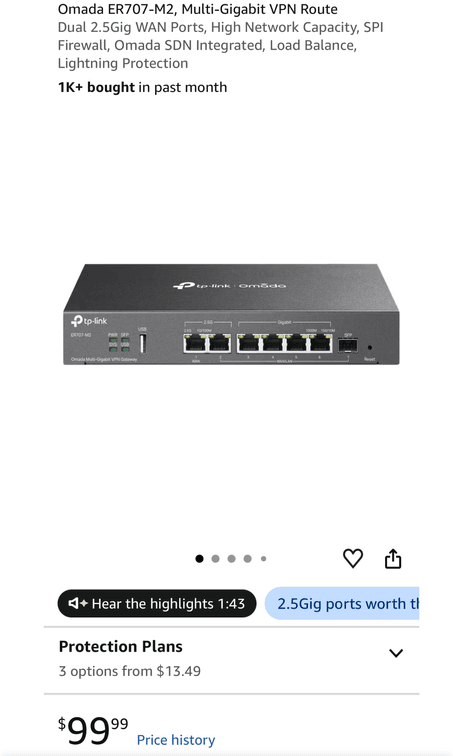 TP-Link Omada ER707-M2 Multi-Gigabit VPN Gateway - Est. Retail $99.99