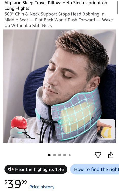 TRIPPAL Airplane Sleep Travel Pillow - Est. Retail $39.99