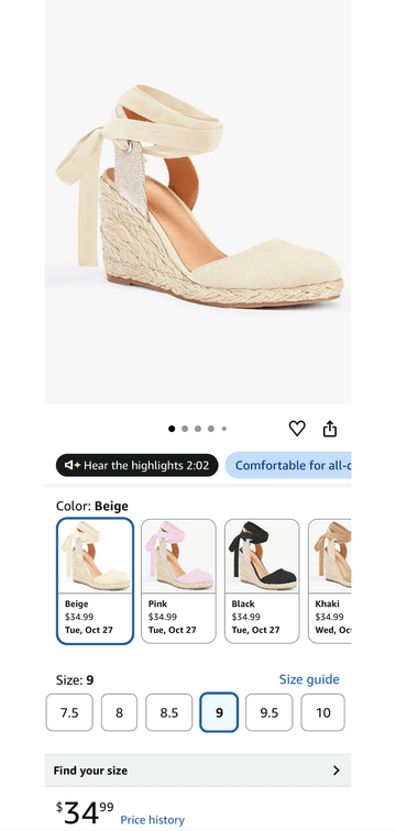 Women's Espadrille Wedge Sandals Size 9 - Est. Retail $34.99