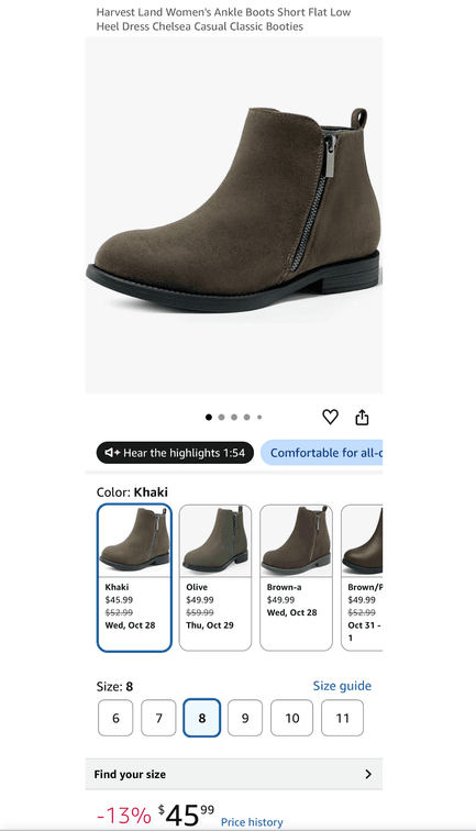 Harvest Land Women's Chelsea Ankle Boots, Size 8- Est. Retail $45.99