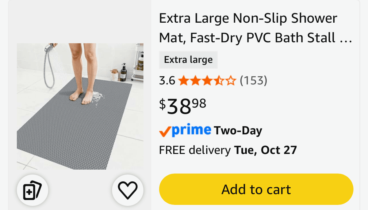 Extra Large Non-Slip PVC Shower Mat - Est. Retail $38.98