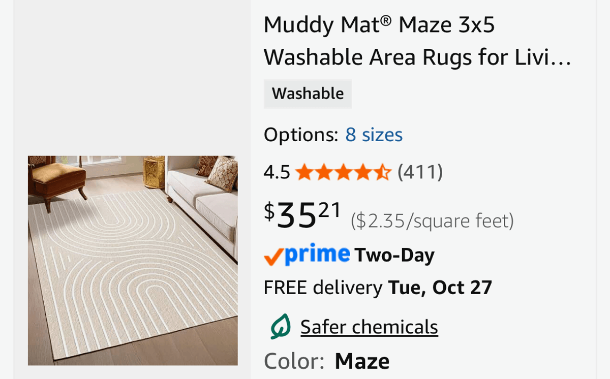 Muddy Mat Maze 3x5 Washable Area Rug - Est. Retail $35.21