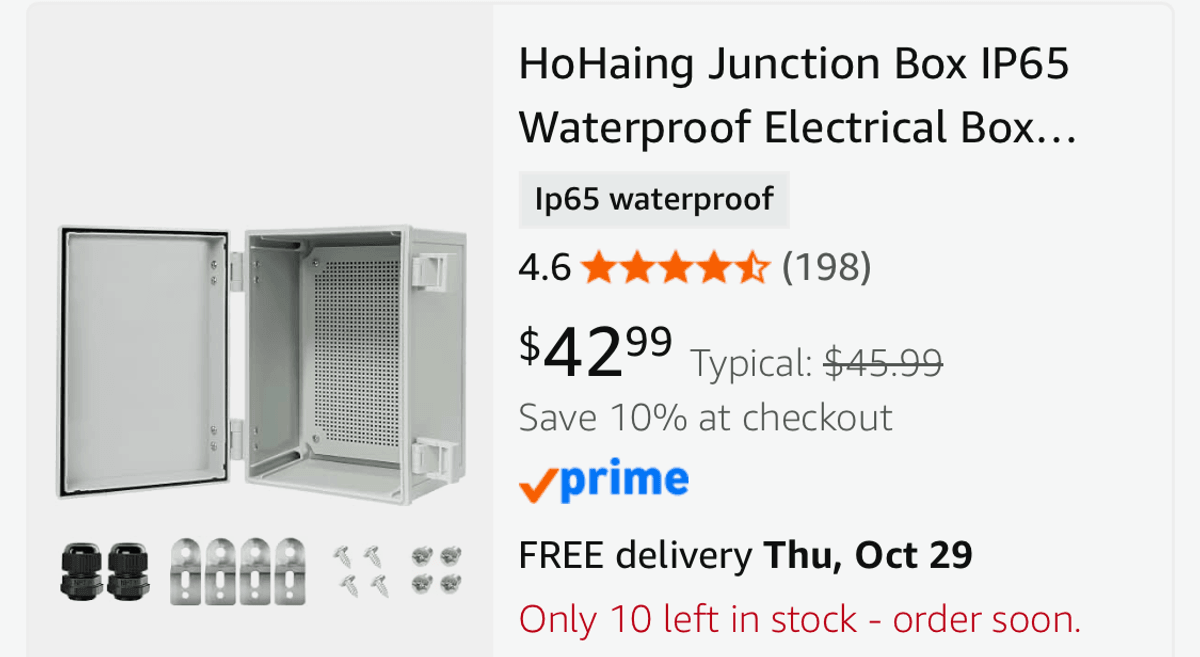 HoHaing IP65 Waterproof Electrical Junction Box- Est. Retail $43