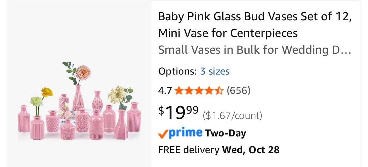 Set of 12 Baby Pink Glass Bud Vases - Est. Retail $19.99