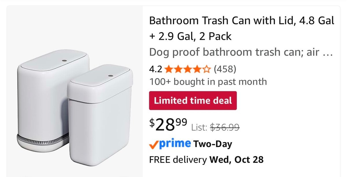 2-Pack Bathroom Trash Cans with Lids - Est. Retail $36.99