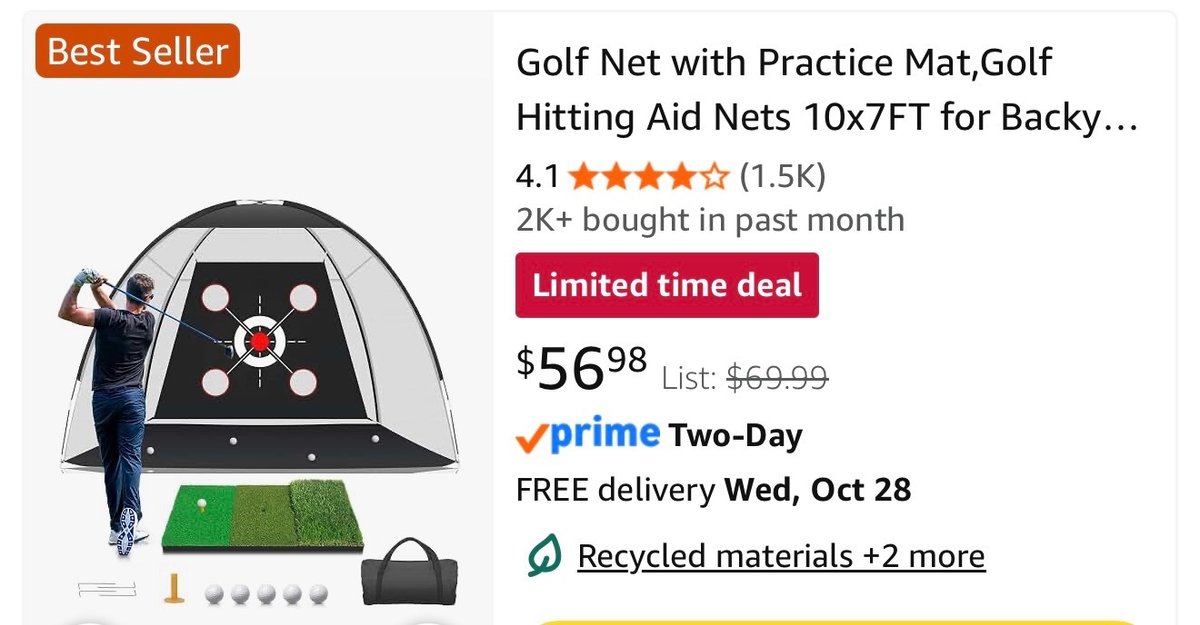 10x7 FT Golf Practice Net with Mat - Est. Retail $69.99
