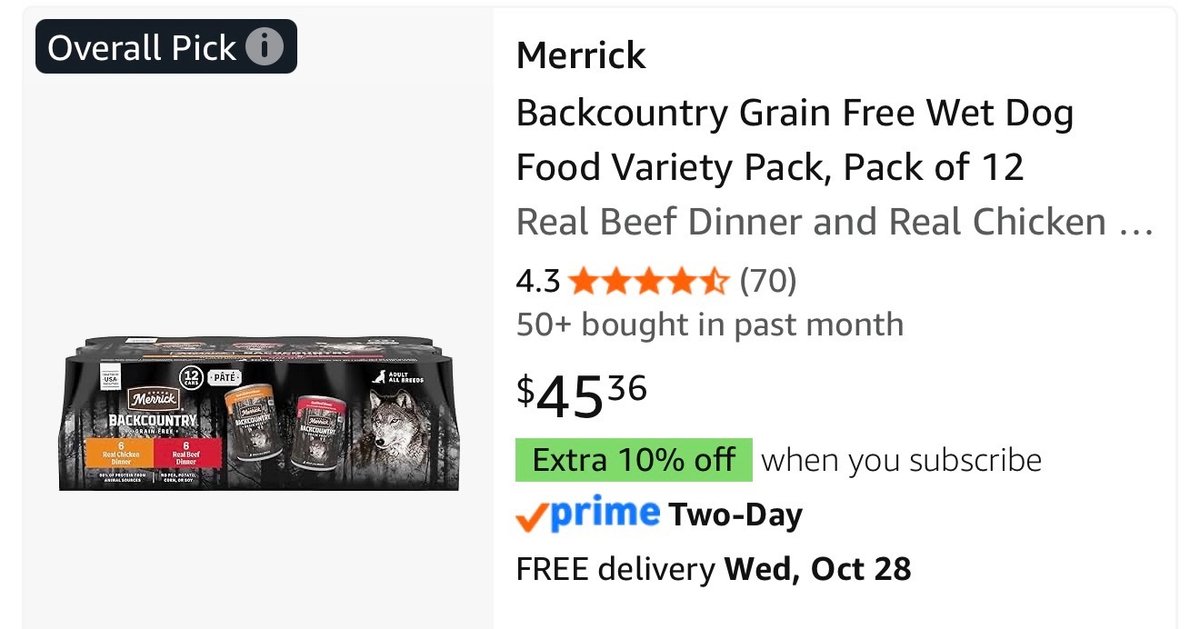 Merrick Backcountry Grain Free Wet Dog Food 11-Pack - Est. Retail $41.58