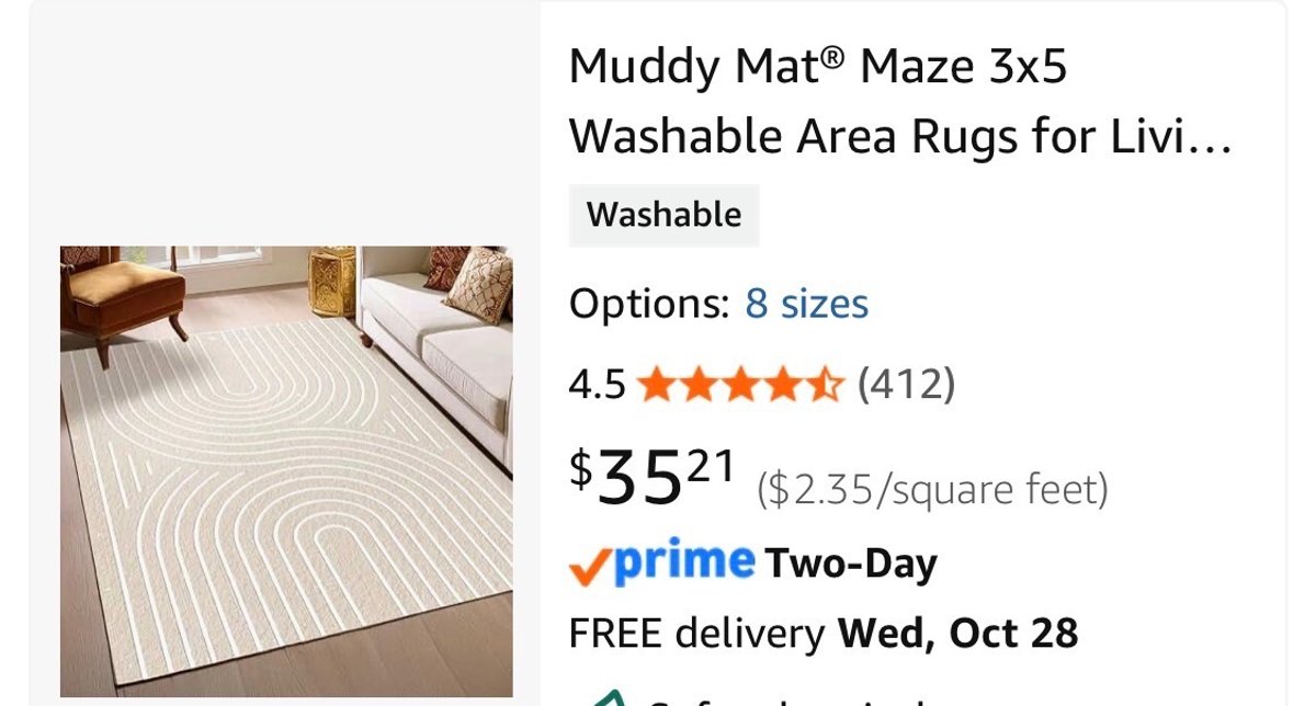 Muddy Mat Maze Washable Area Rug 3x5 ft - Est. Retail $35