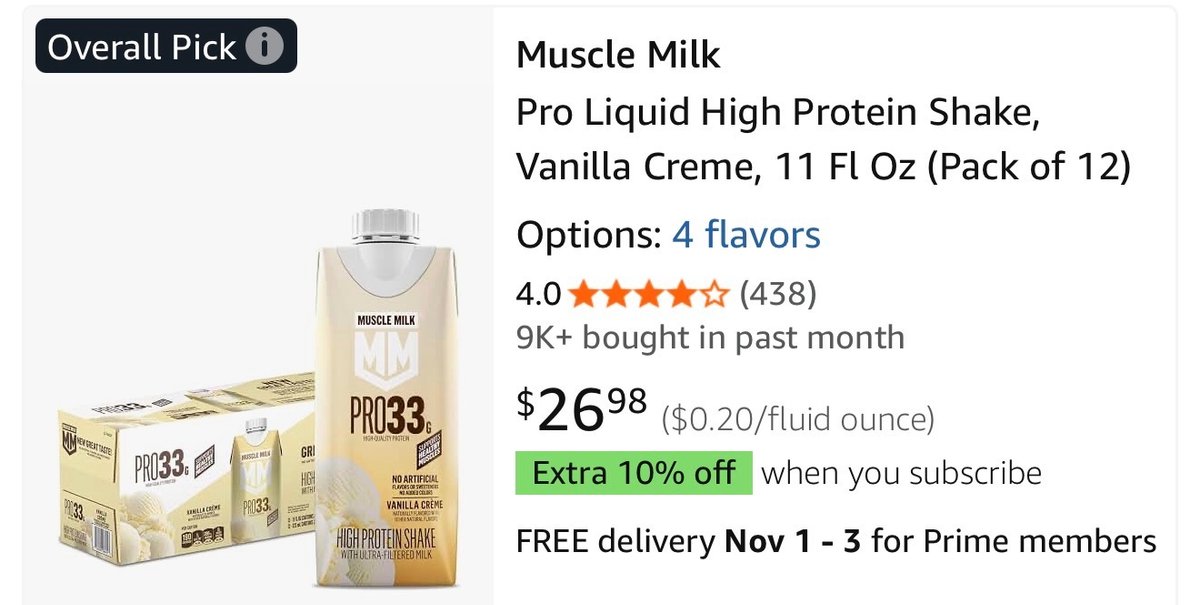 Muscle Milk Pro Vanilla Crème Shake 12-Pack - Est. Retail $26.98