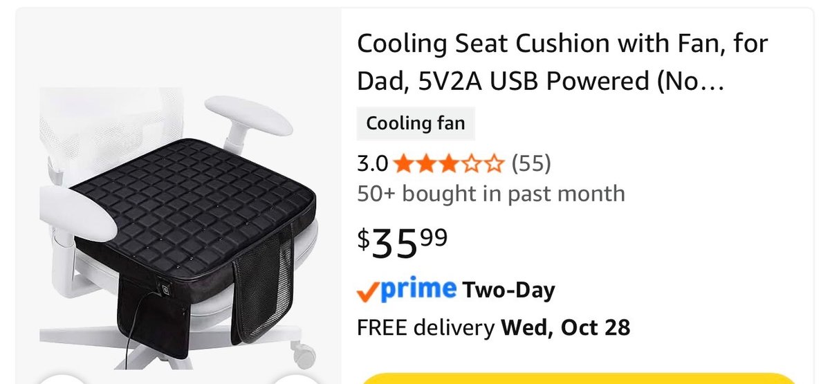 Hothugz Cooling Gel Seat Cushion with Fan - Est. Retail $35.99