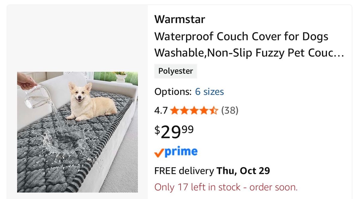 Warmstar Waterproof Pet Couch Cover, 27.6" x 59" - Est. Retail $29.99