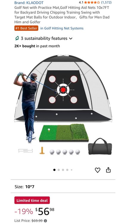 KLAODOT 10x7 ft Golf Practice Net Set - Est. Retail $69.99