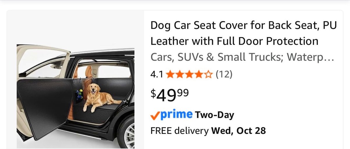 PU Leather Dog Car Seat Cover with Door Protection- Est. Retail $49.99