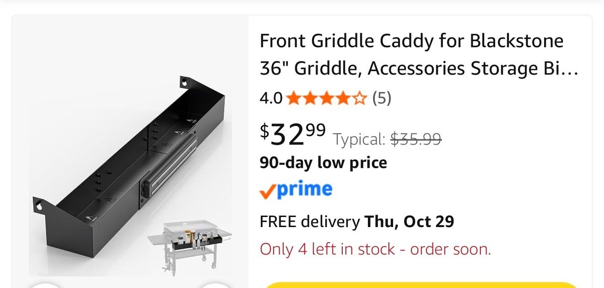 Front Griddle Caddy for 36" Griddle - Est. Retail $32.99