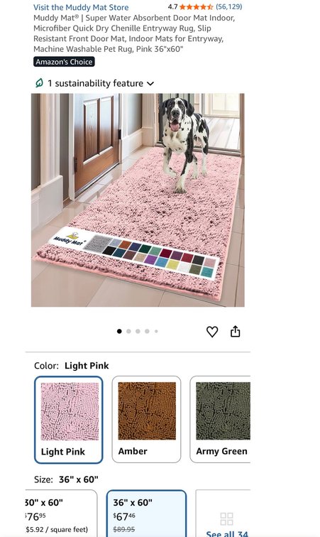 Muddy Mat Microfiber Chenille Door Mat, 36 x 60 in - Est Retail $70