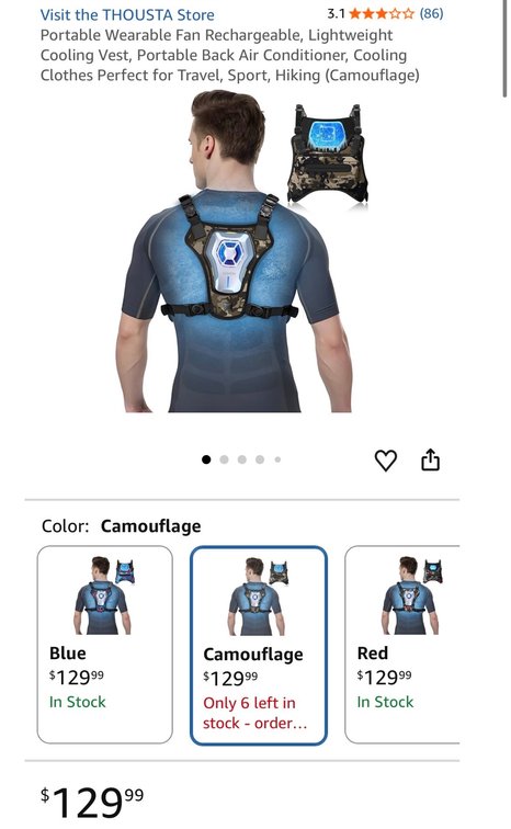 THOUSTA Wearable Cooling Vest Fan Camouflage- Est. Retail $129.99