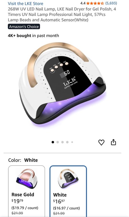 LKE S2PRO 268W UV LED Nail Lamp - Est Retail $20