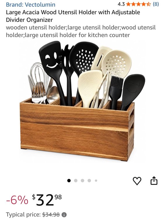 Acacia Wood Utensil Holder and Cutting Board- Est. Retail $35