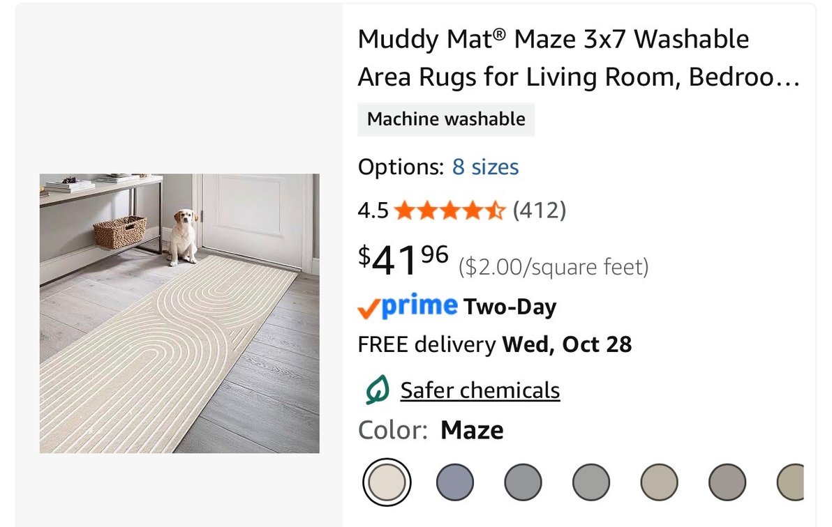 Muddy Mat Maze Washable Runner Rug 3 x 7 ft - Est. Retail $41.96