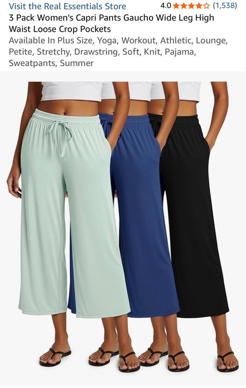 Real Essentials Women's 3-Pack Capri Pants 3X- Est. Retail $46.99