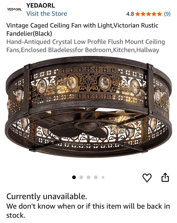 Flush-Mount Caged Ceiling Fan with Light - Est Retail $40