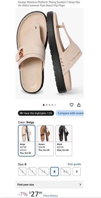 Coutgo Women's Platform Thong Sandals, Size 8 - Est. Retail $28