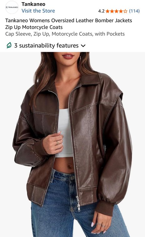 Tankaneo Women's Brown Bomber Jacket Size XL- Est. Retail $49.99
