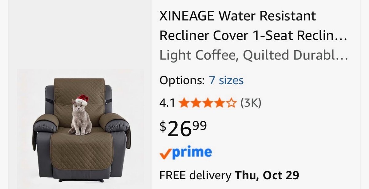 XINEAGE Water Resistant 1-Seat Recliner Cover- Est. Retail $26.99