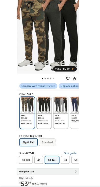 Men's Big & Tall Sweatpants 3-Pack, Size 4X Tall- Est. Retail $53.99