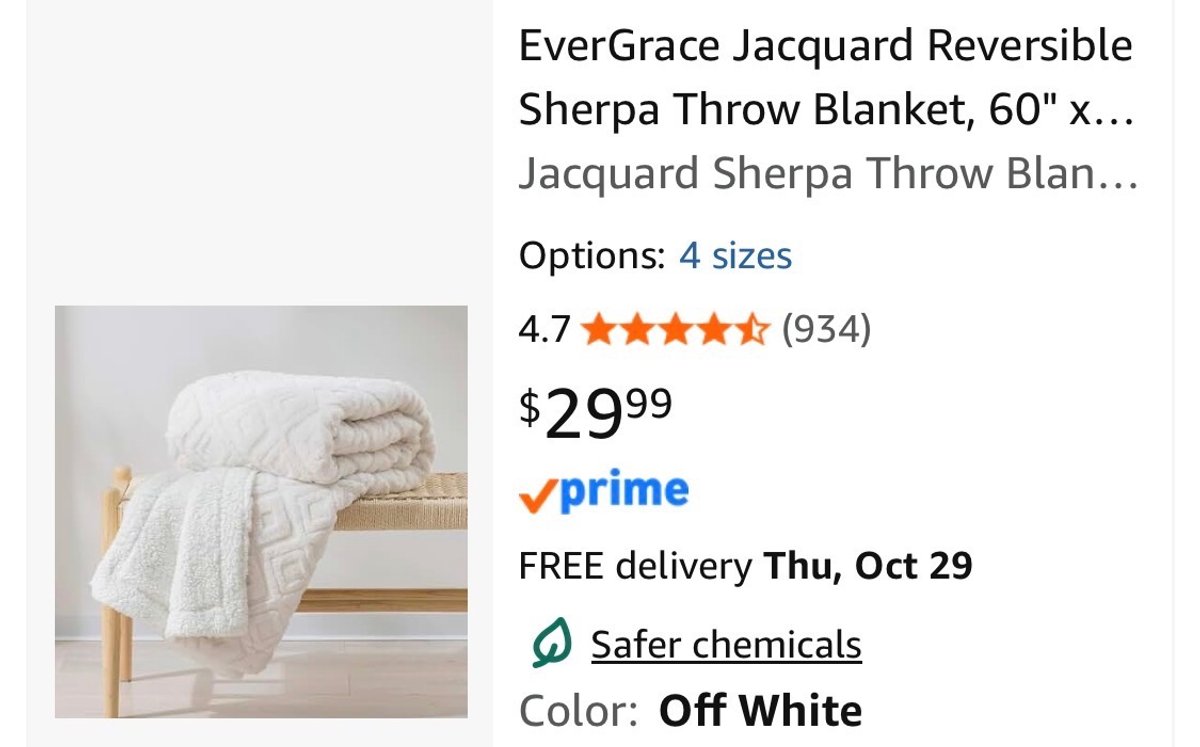 EverGrace Jacquard Reversible Sherpa Throw Blanket- Est. Retail $29.99