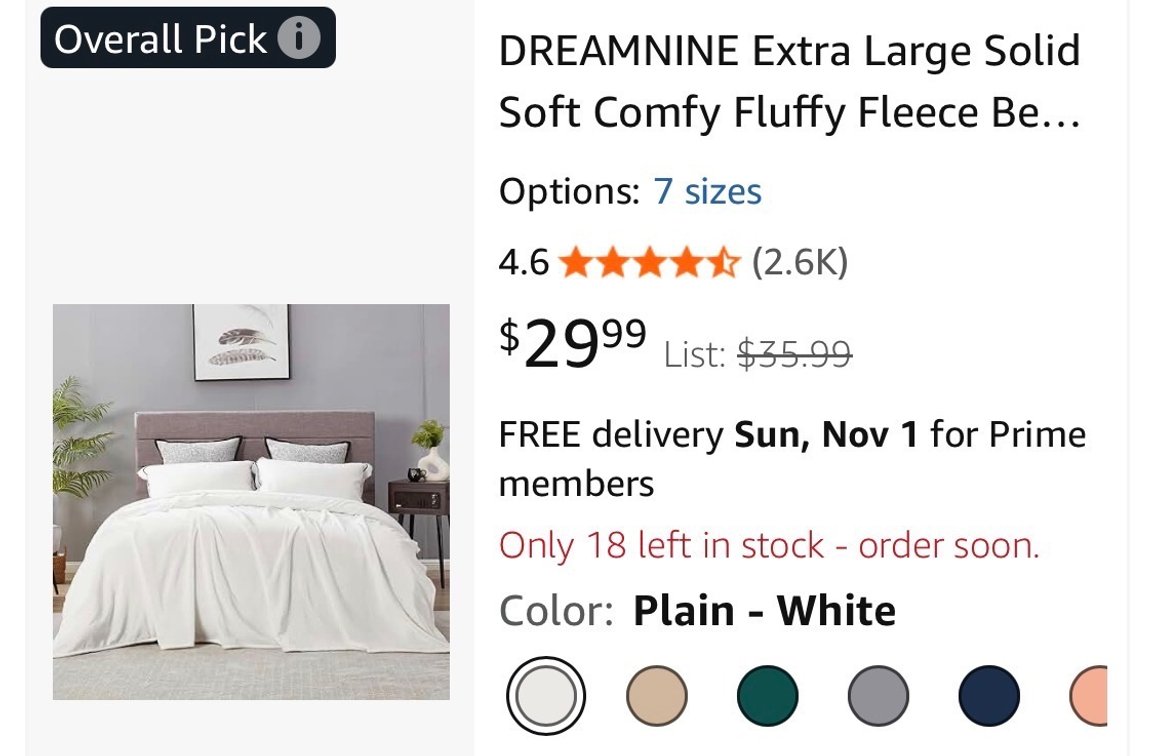 DREAMNINE Extra Large Fleece Blanket, White - Est. Retail $30
