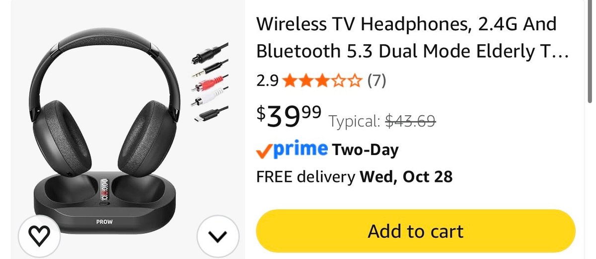 PROW Wireless TV Headphones Model JFH-770TV- Est. Retail $39.99