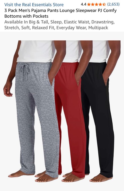 Real Essentials Men's Lounge Pants 3-Pack Size XXL - Est. Retail $42.99