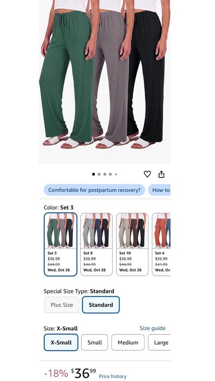 Set of 3 Women's Wide-Leg Lounge Pants, Size X-Small