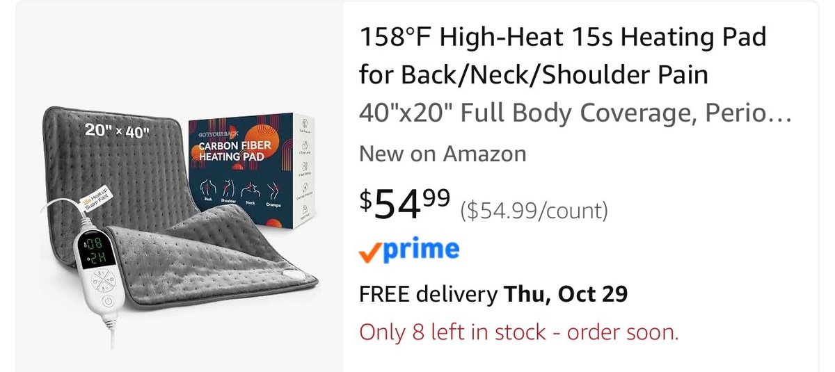 GOTYOURBACK Carbon Fiber Heating Pad - Est. Retail $54.99