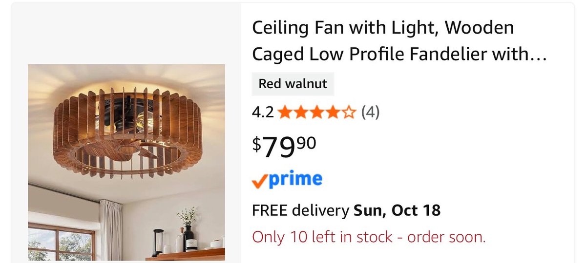 Wooden Caged Low Profile Fandelier Ceiling Fan - Est. Retail $79.90