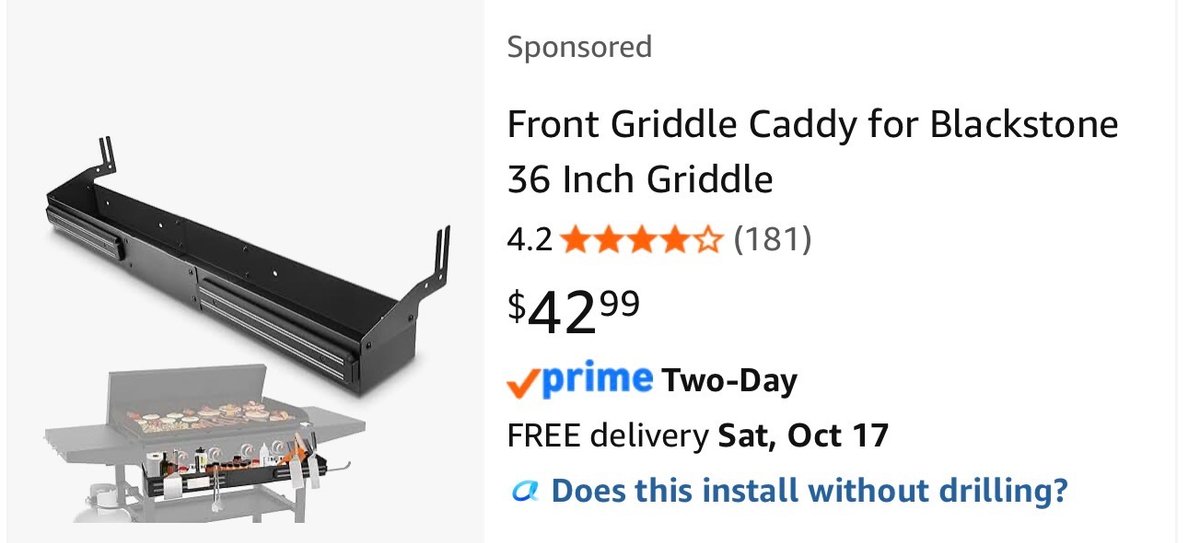 Front Griddle Caddy for Blackstone 36-Inch Griddle - Est. Retail $42.99