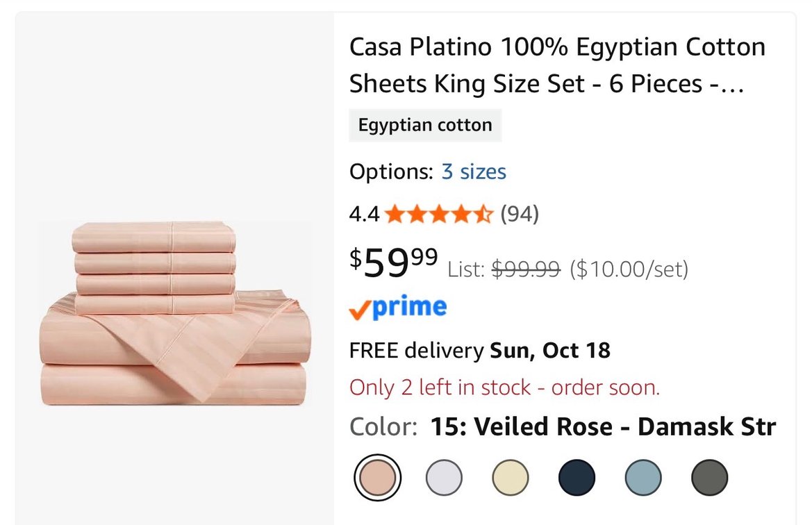 Casa Platino King 6-Piece Sheet Set- Est. Retail $59.99