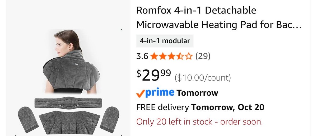 Romfox 4-in-1 Detachable Heating Pad - Est. Retail $29.99