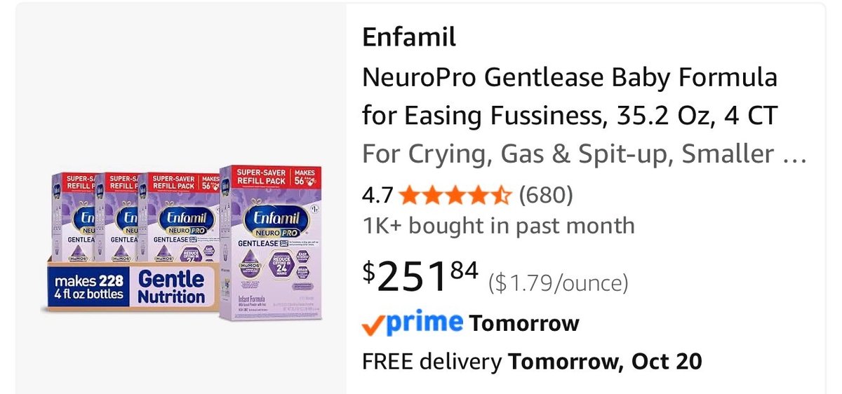 Enfamil NeuroPro Gentlease Formula 35.2 oz 4-Pack - Retail $251.84