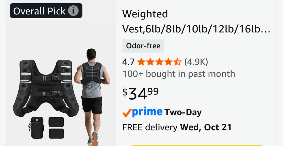 PACEARTH Weighted Vest- Est. Retail $34.99