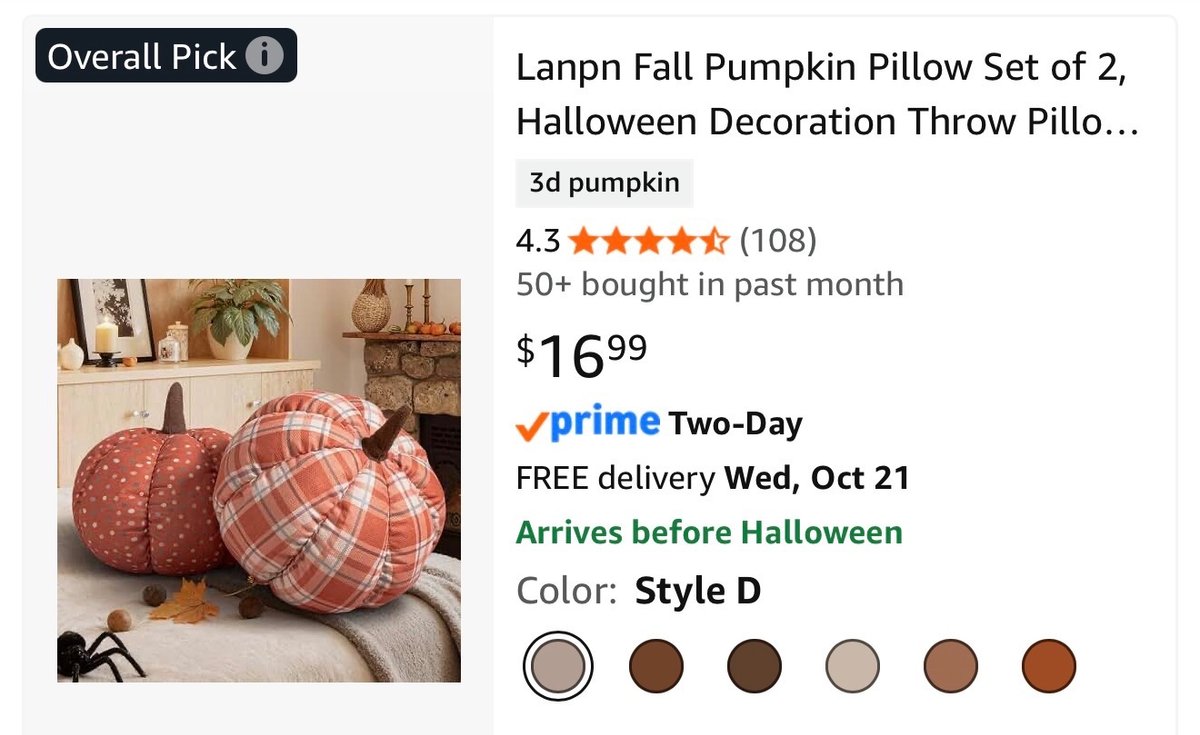 Lanpn Fall Pumpkin Pillows, Set of 2 - Est. Retail $16.99
