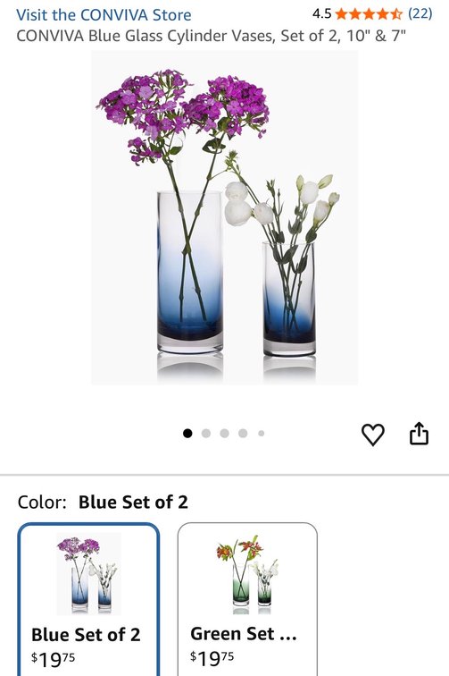 Conviva Blue Glass Cylinder Vases, Set of 2- Est Retail $20