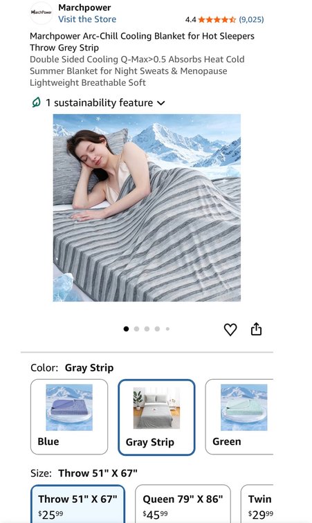 Marchpower Arc-Chill Cooling Blanket Throw - Est. Retail $25.99