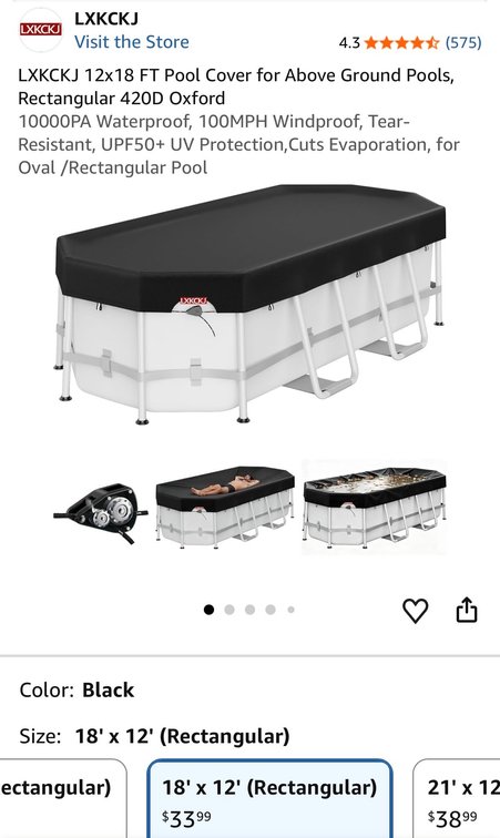 LXCKCJ 12x18 FT Pool Cover - Est. Retail $33.99