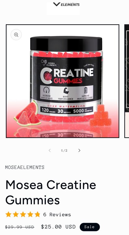 Mosea Elements Creatine Gummies 120 Count- Est. Retail $29.99