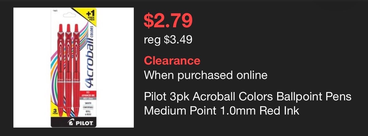 Pilot Acroball Red Ballpoint Pens, 4 Packs - Est. Retail $14